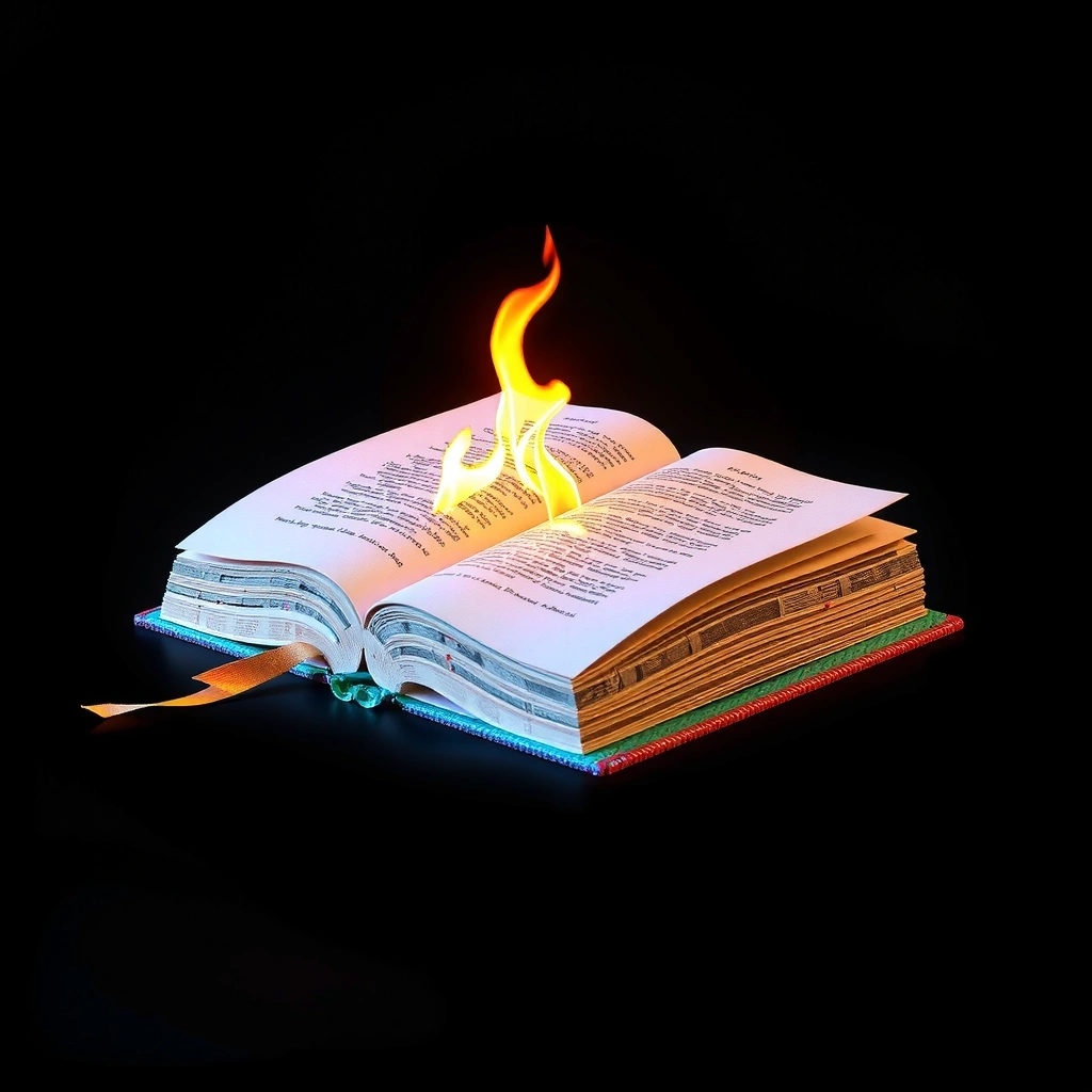Burning book concept